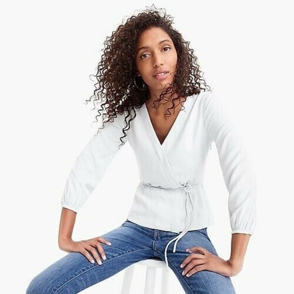 J.CREW Drapey Crepe Faux Wrap Top 00